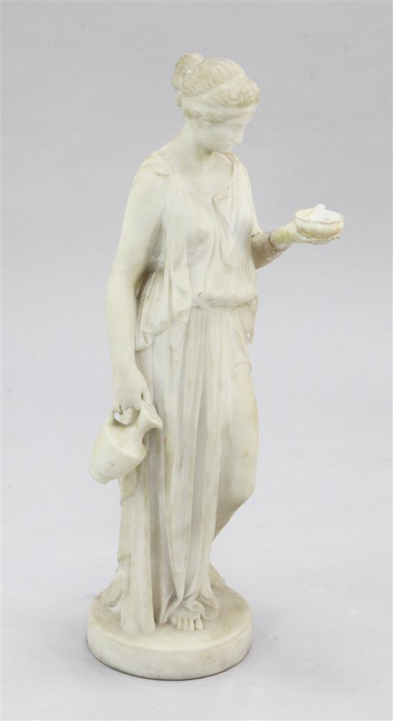 A 19th century carved marble figure of a Grecian woman, 2ft 8in.